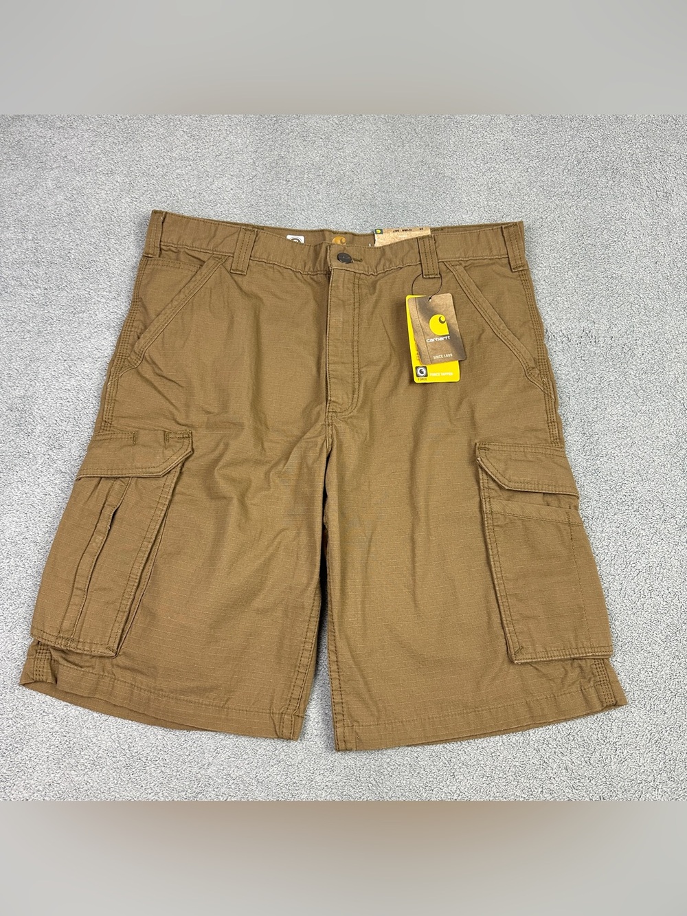 Carhartt Tappen Cargo Shorts Mens 36 Beige Ripstop Workwear Utility FastDry New